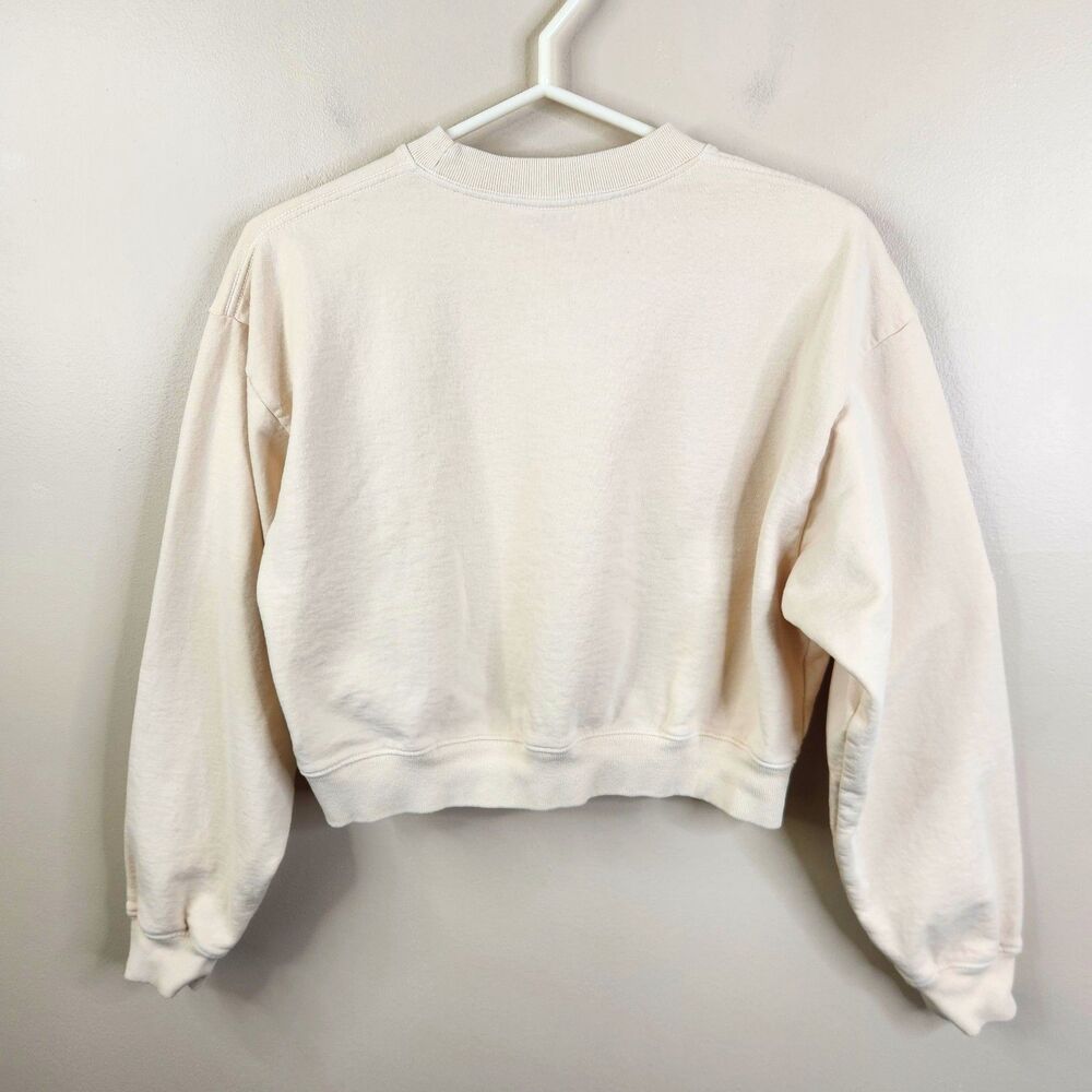 Sporty & Rich Womens Wellness Crew Neck Crop Top Oversized LS Sweatshirt XS - Picture 3 of 5
